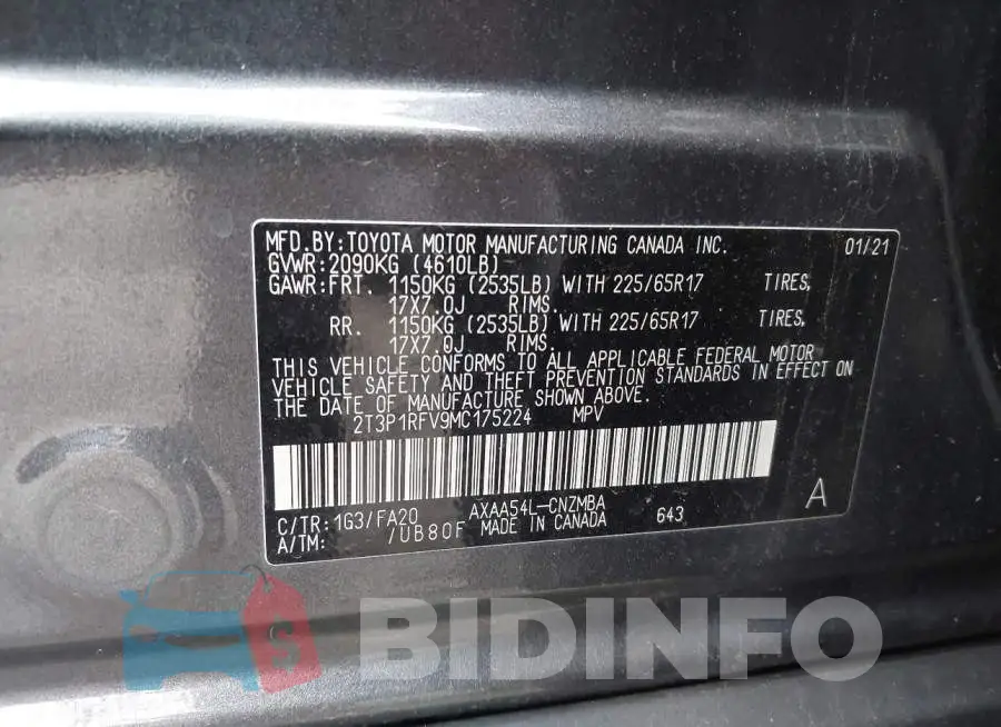 2T3P1RFV9MC175224 Photo# 9