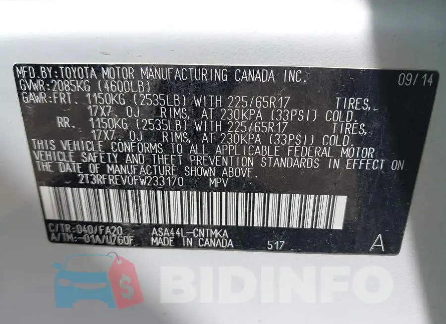 2T3RFREV0FW233170 Photo# 9