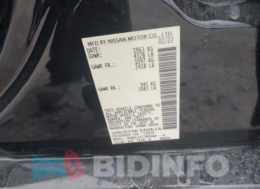 1N4BL4CV7NN340616 Photo# 9
