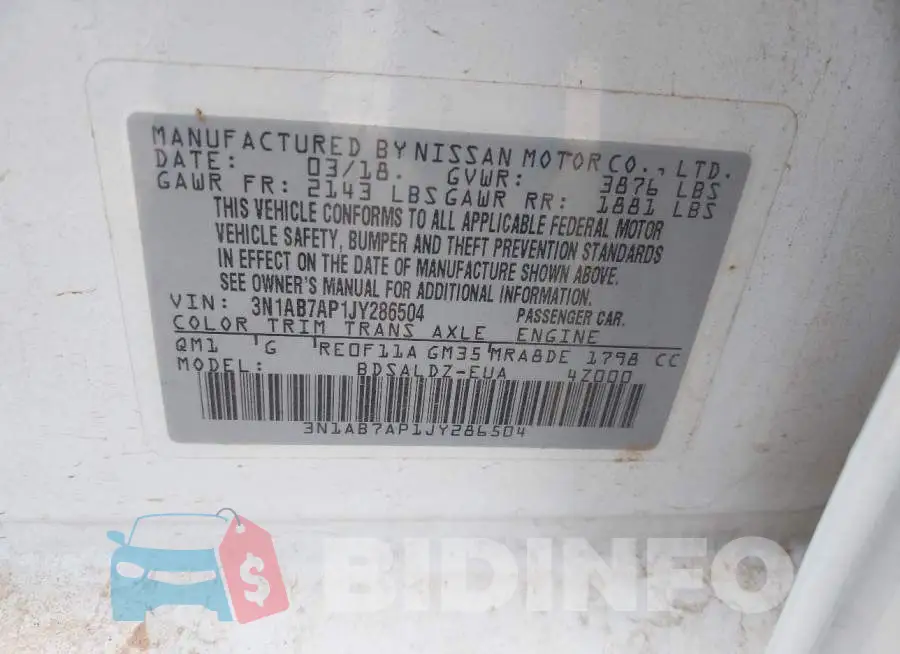 3N1AB7AP1JY286504 Photo# 9