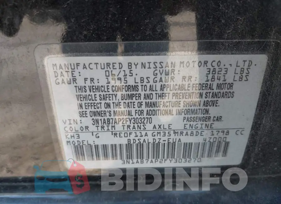 3N1AB7AP2FY303270 Photo# 9