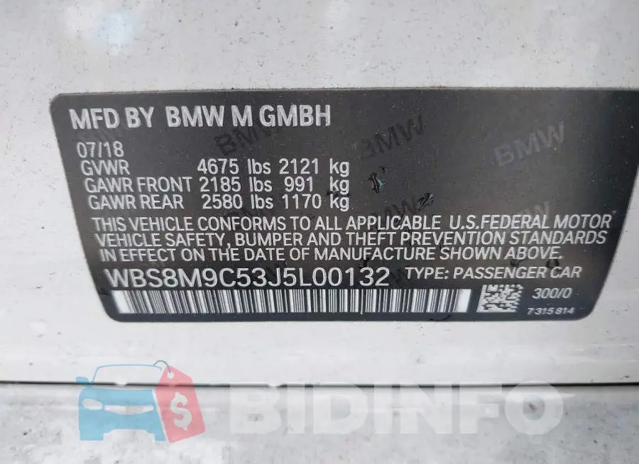 WBS8M9C53J5L00132 Photo# 9