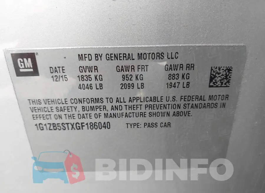 1G1ZB5STXGF186040 Photo# 9