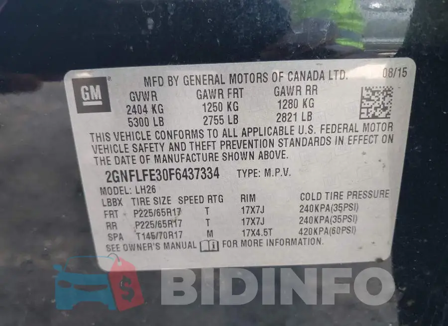 2GNFLFE30F6437334 Photo# 9