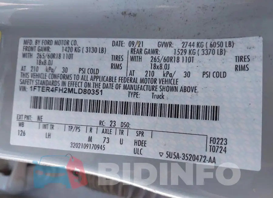 1FTER4FH2MLD80351 Photo# 9