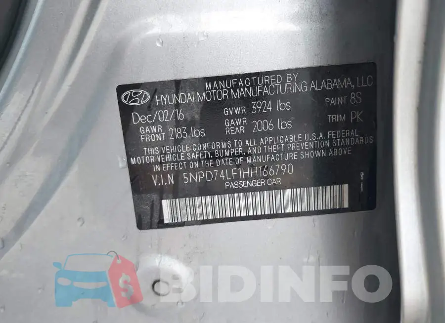 5NPD74LF1HH166790 Photo# 9