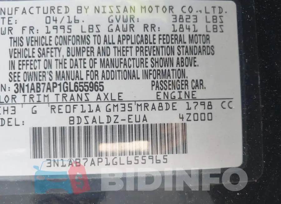 3N1AB7AP1GL655965 Photo# 9