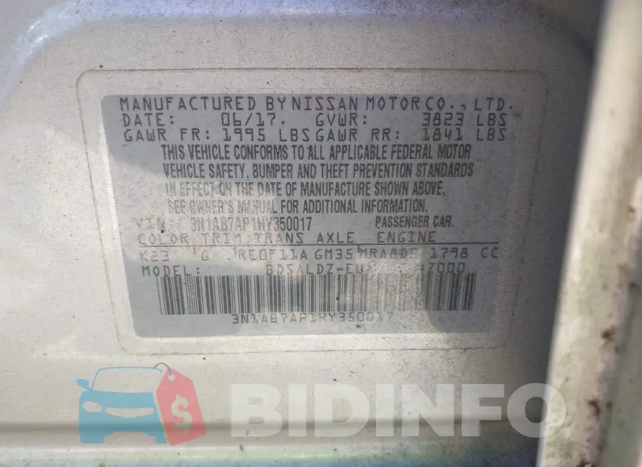 3N1AB7AP1HY350017 Photo# 9