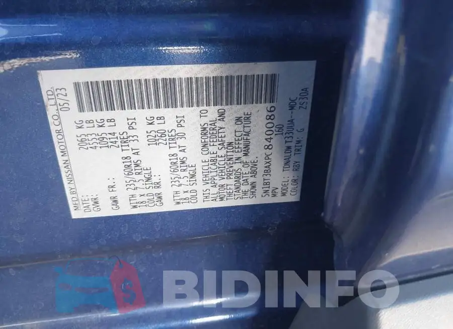 5N1BT3BAXPC840086 Photo# 9