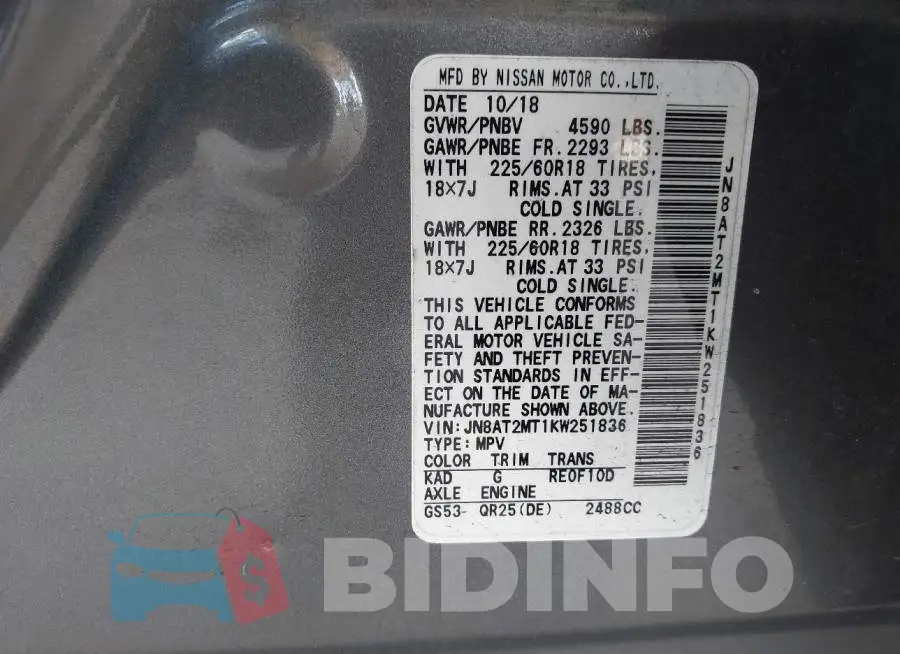 JN8AT2MT1KW251836 Photo# 9