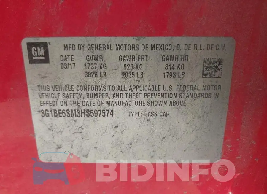 3G1BE6SM3HS597574 Photo# 9