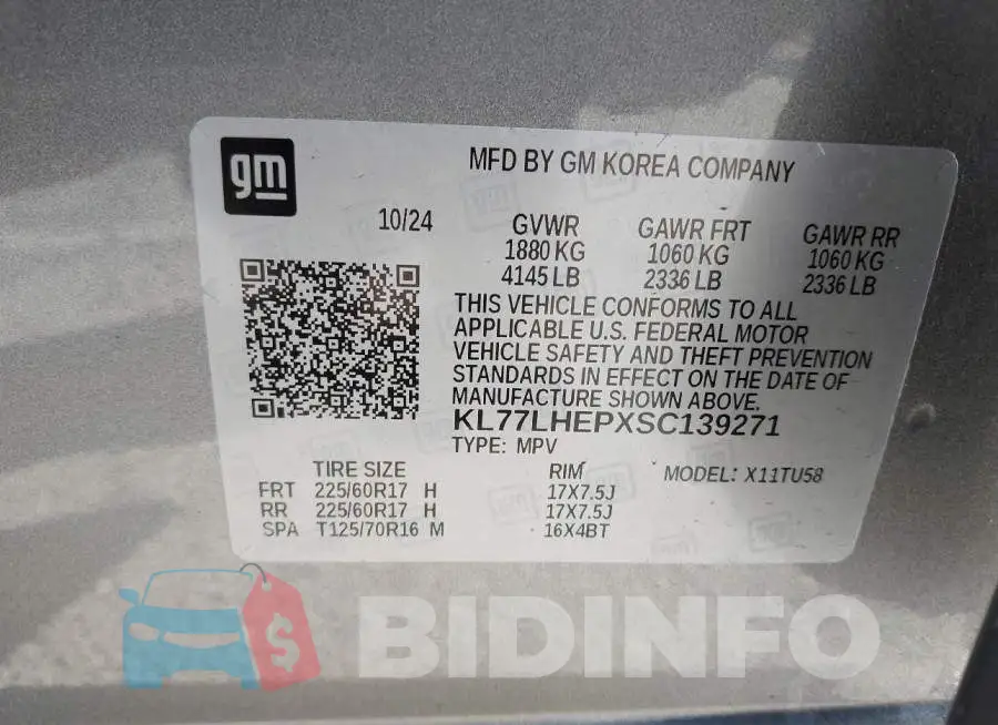 KL77LHEPXSC139271 Photo# 9