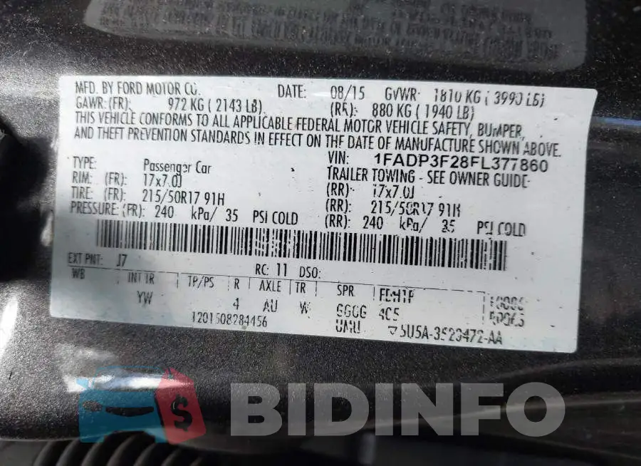 1FADP3F28FL377860 Photo# 9