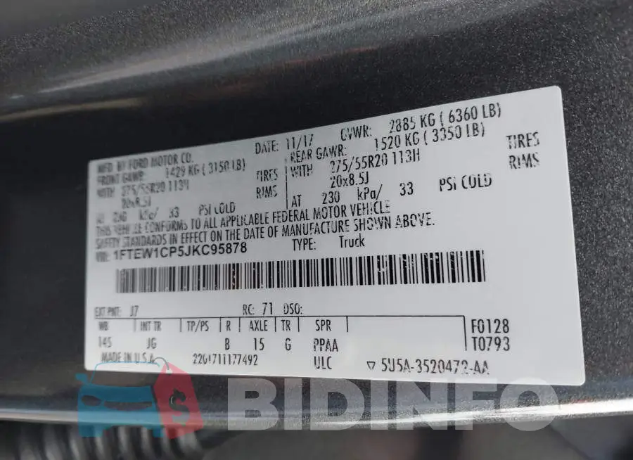1FTEW1CP5JKC95878 Photo# 9