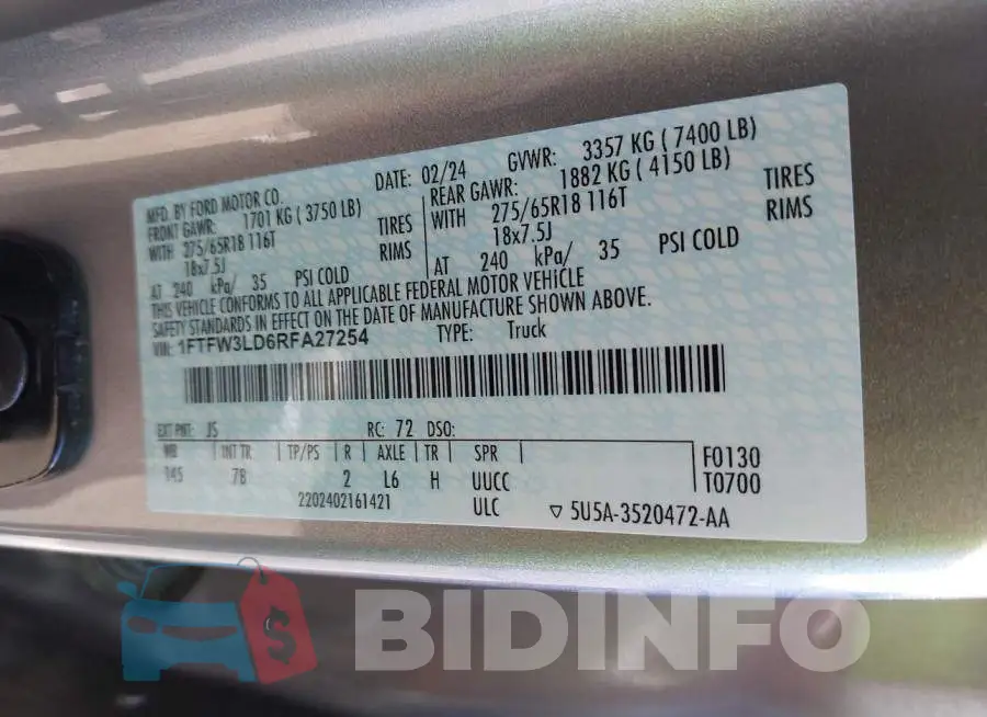 1FTFW3LD6RFA27254 Photo# 9