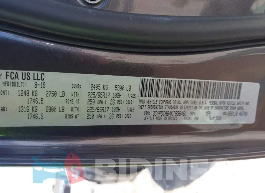 3C4PDCAB4KT856461 Photo# 9