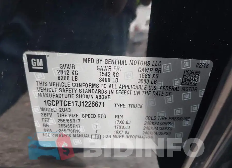 1GCPTCE17J1226671 Photo# 9