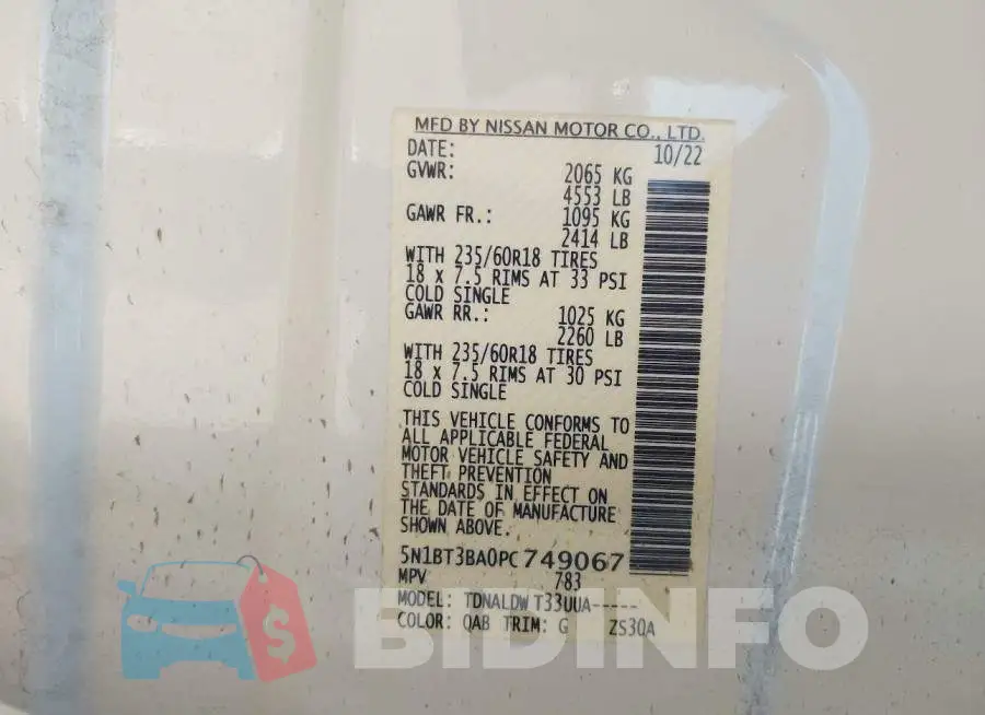 5N1BT3BA0PC749067 Photo# 9