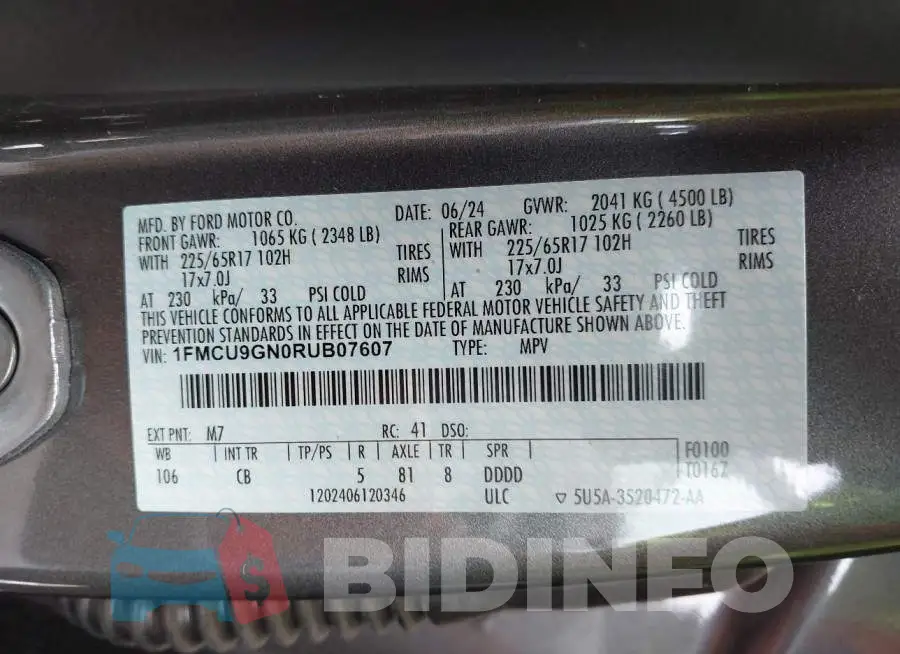1FMCU9GN0RUB07607 Photo# 9