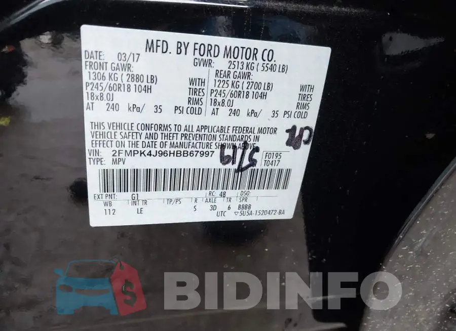 2FMPK4J96HBB67997 Photo# 9