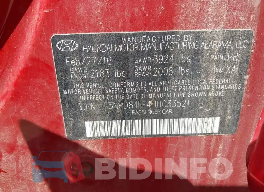 5NPD84LF4HH033521 Photo# 9