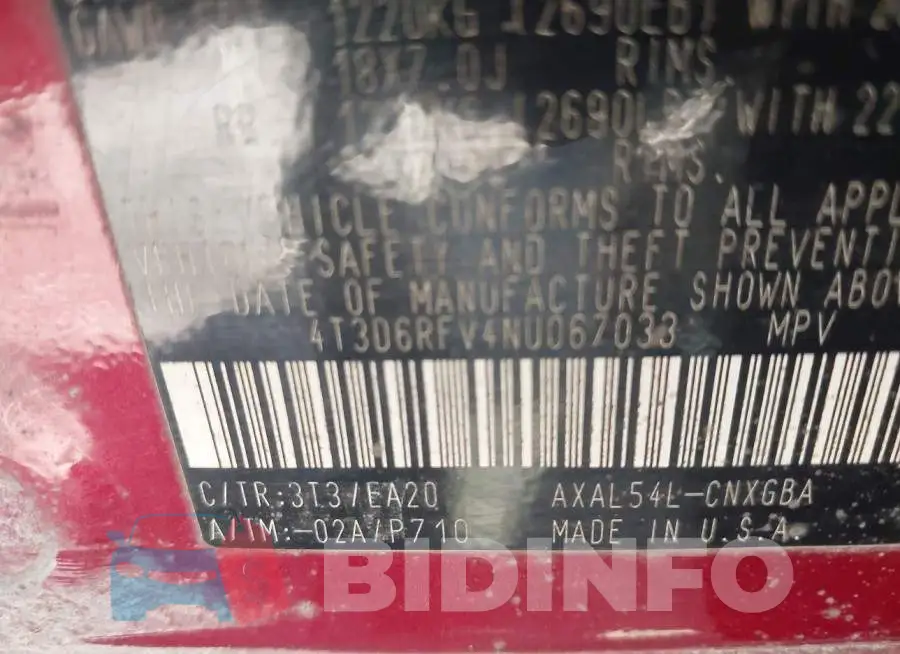 4T3D6RFV4NU067033 Photo# 9
