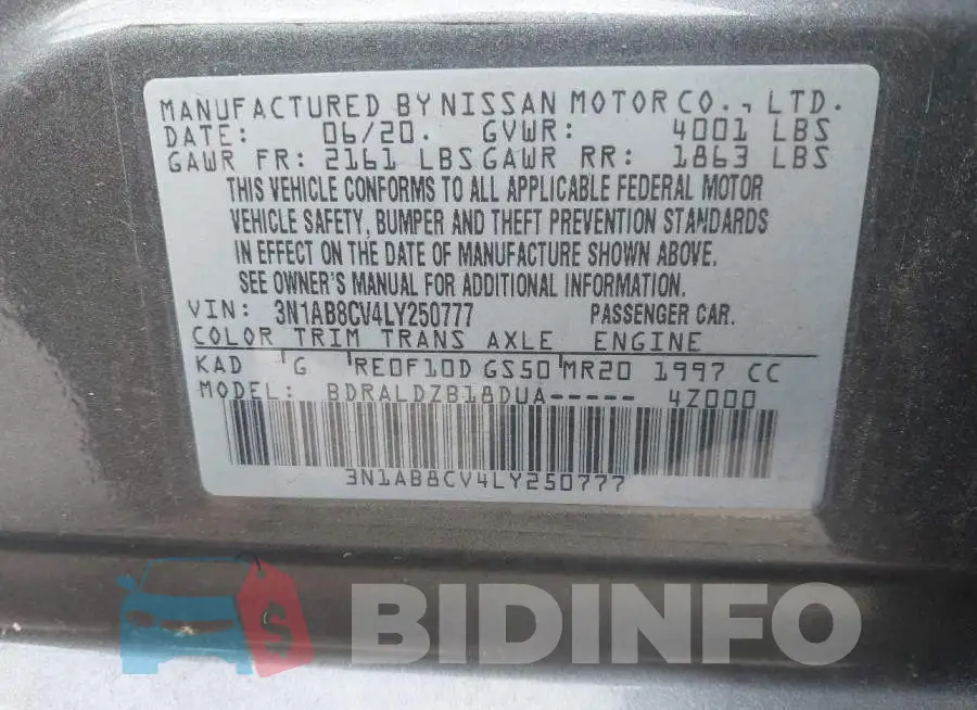 3N1AB8CV4LY250777 Photo# 9