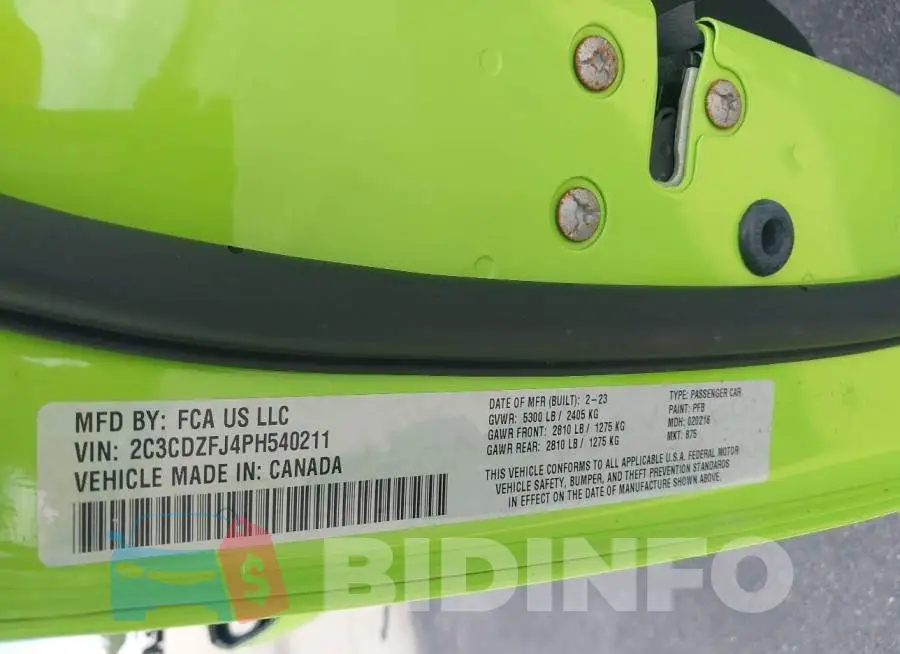 2C3CDZFJ4PH540211 Photo# 9