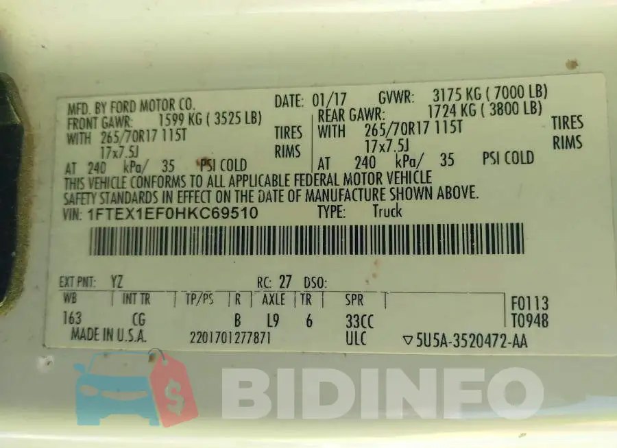 1FTEX1EF0HKC69510 Photo# 9