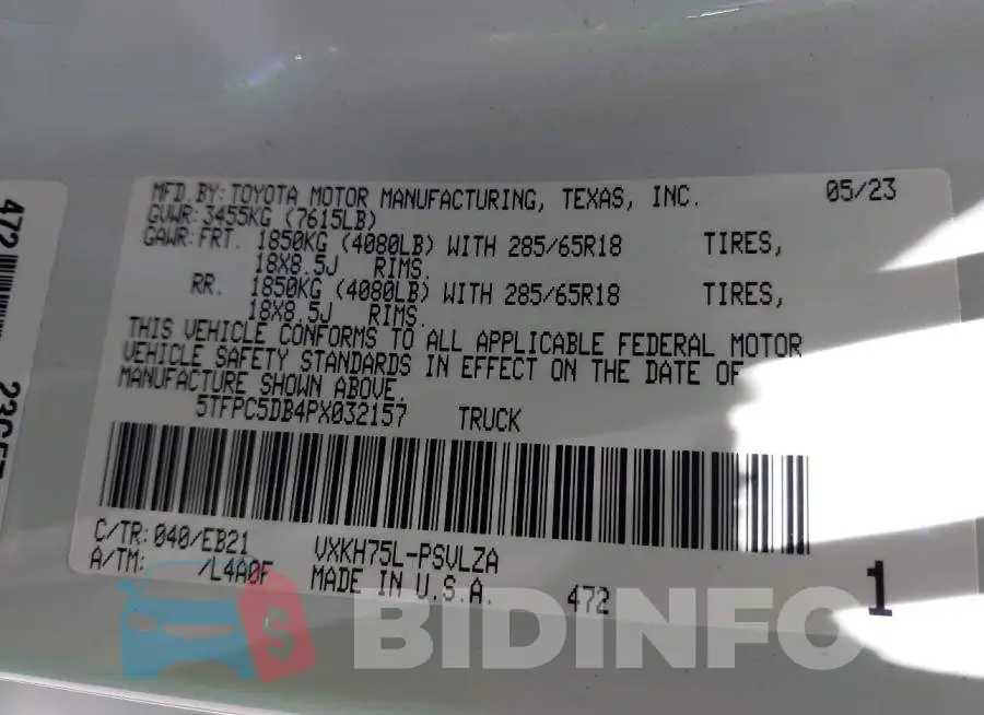 5TFPC5DB4PX032157 Photo# 9