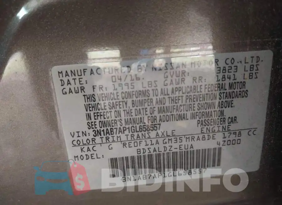 3N1AB7AP1GL658557 Photo# 9