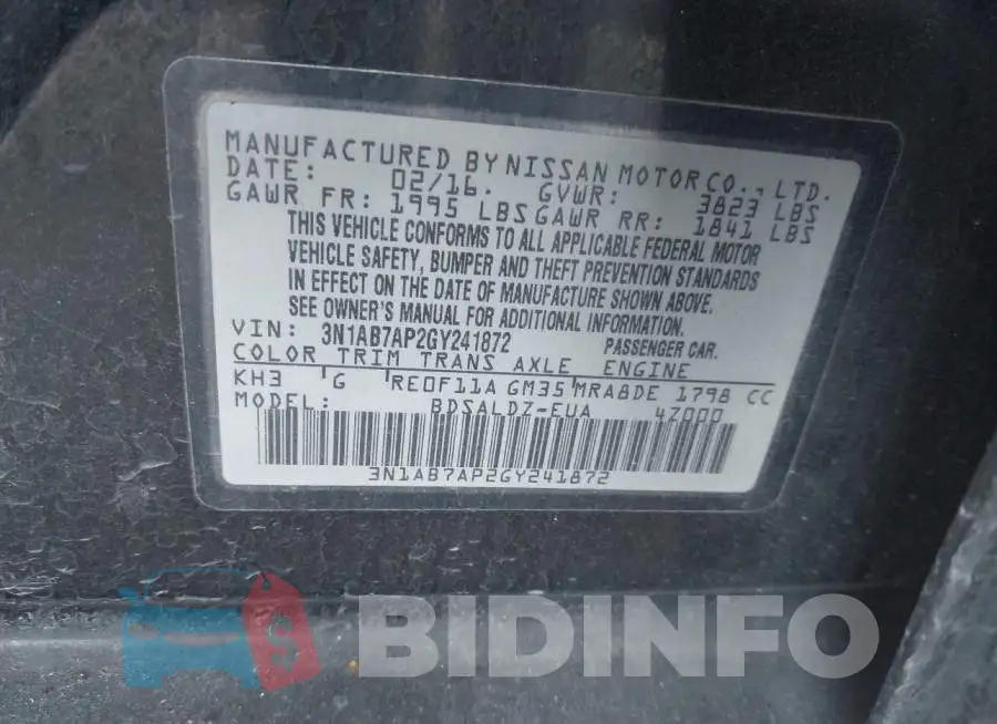 3N1AB7AP2GY241872 Photo# 9