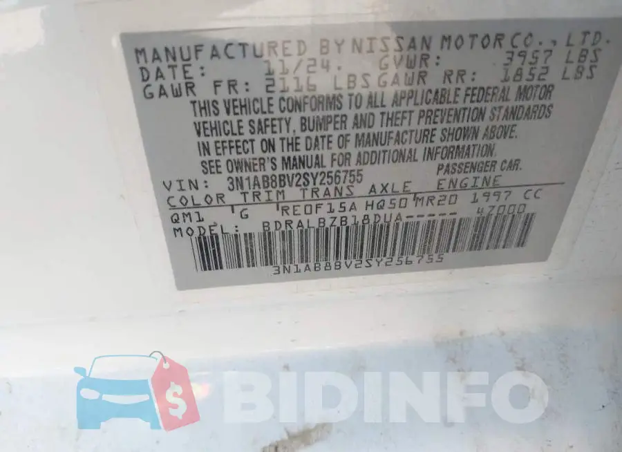 3N1AB8BV2SY256755 Photo# 9