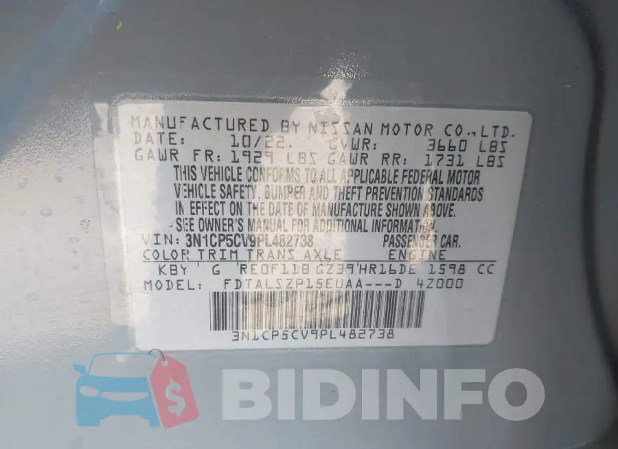 3N1CP5CV9PL482738 Photo# 9