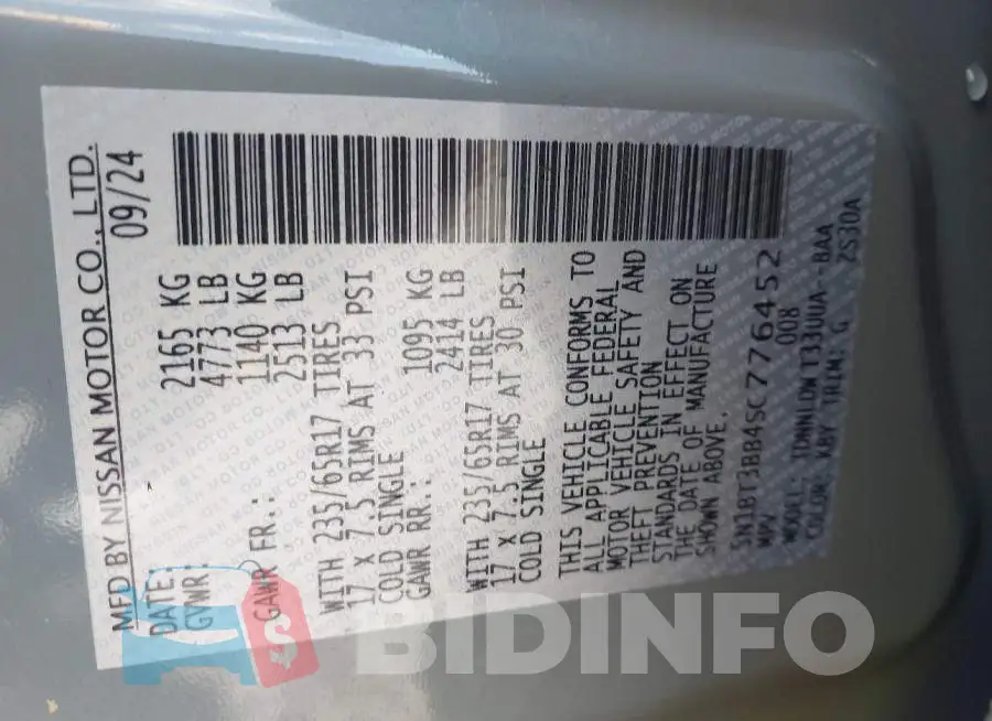 5N1BT3BB4SC776452 Photo# 9