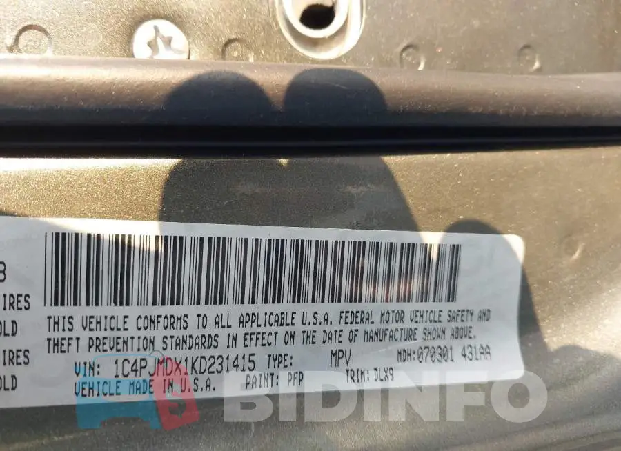 1C4PJMDX1KD231415 Photo# 9