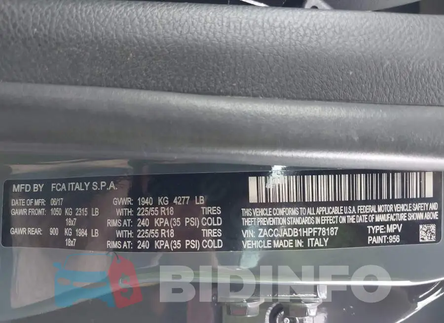 ZACCJADB1HPF78187 Photo# 9