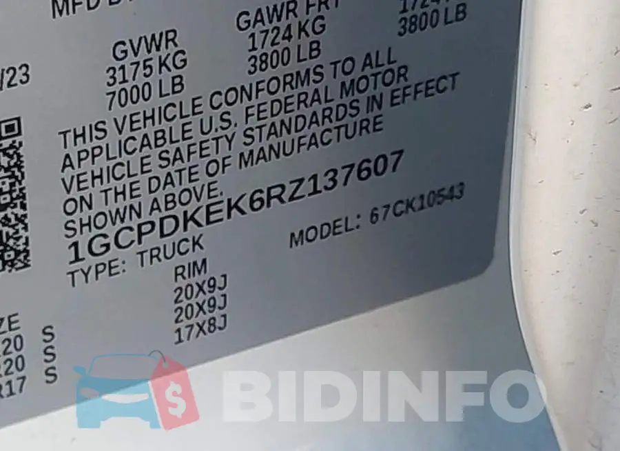 1GCPDKEK6RZ137607 Photo# 9