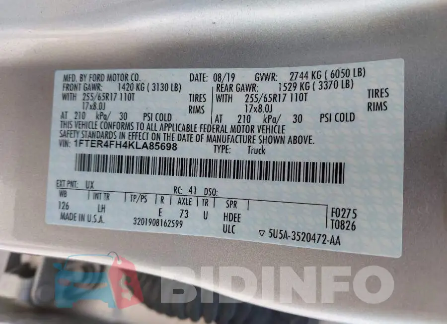 1FTER4FH4KLA85698 Photo# 9