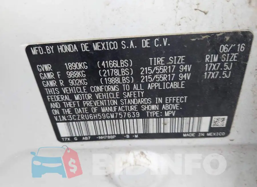 3CZRU6H59GM757639 Photo# 9