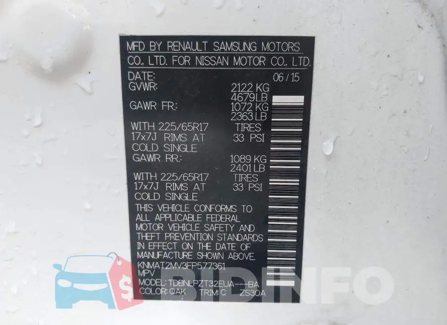 KNMAT2MV3FP577361 Photo# 9