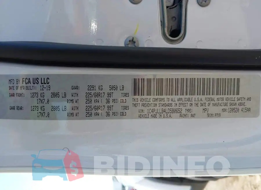 1C4PJLLB4LD580652 Photo# 9