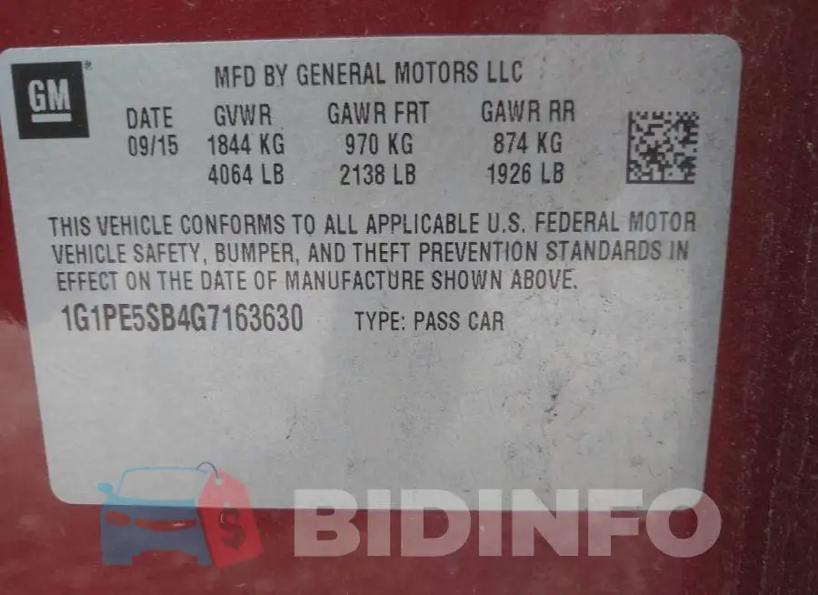 1G1PE5SB4G7163630 Photo# 9