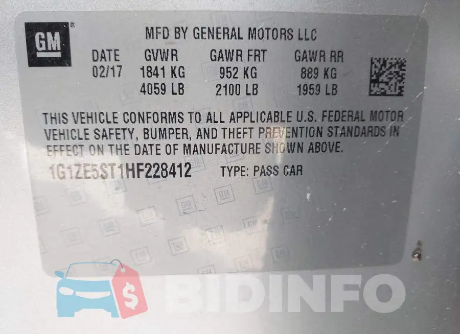 1G1ZE5ST1HF228412 Photo# 9