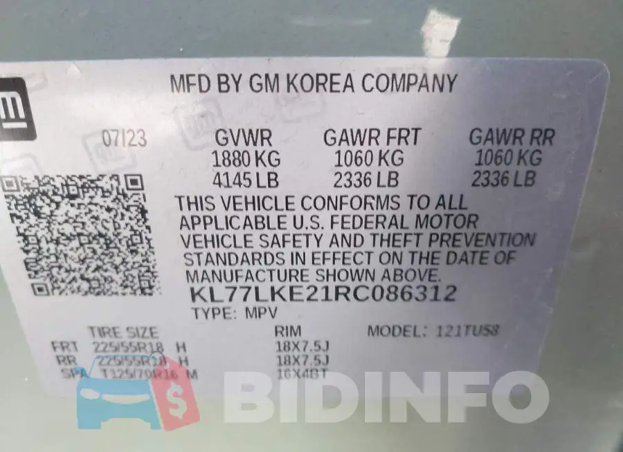 KL77LKE21RC086312 Photo# 9