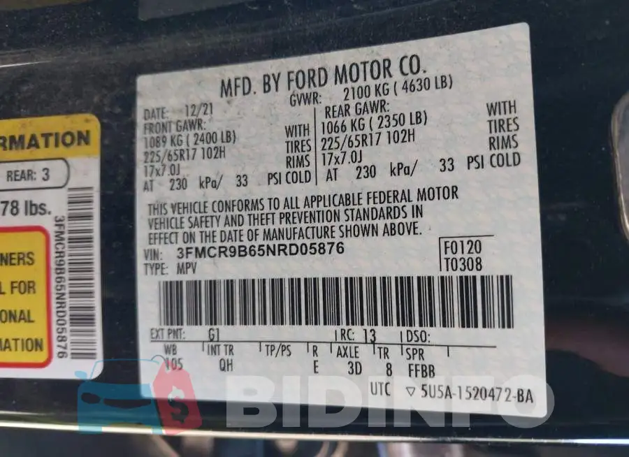 3FMCR9B65NRD05876 Photo# 9