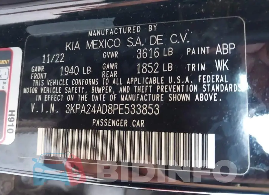 3KPA24AD8PE533853 Photo# 9