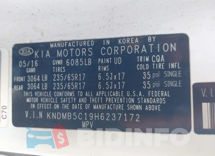 KNDMB5C19H6237172 Photo# 9