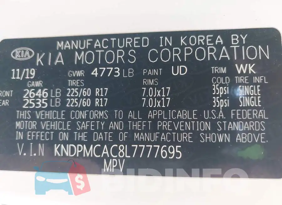 KNDPMCAC8L7777695 Photo# 9