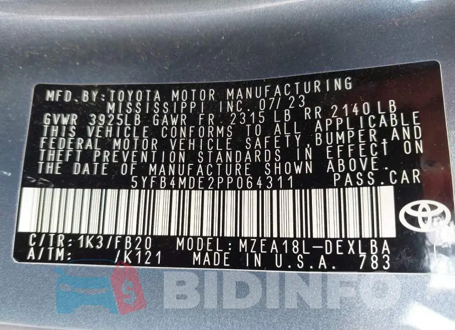 5YFB4MDE2PP064311 Photo# 9